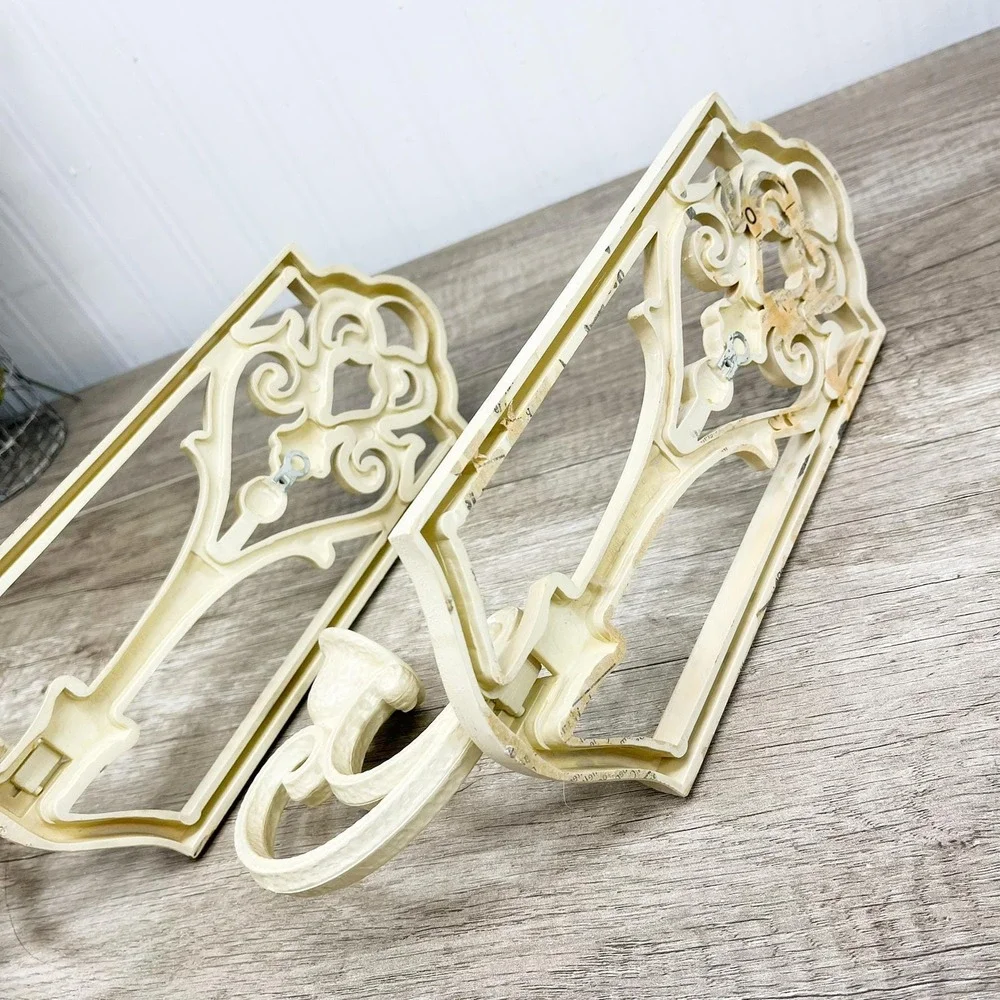 Vintage Beige Sconce Candleholder Set: Burwood Plastic Wall Decor